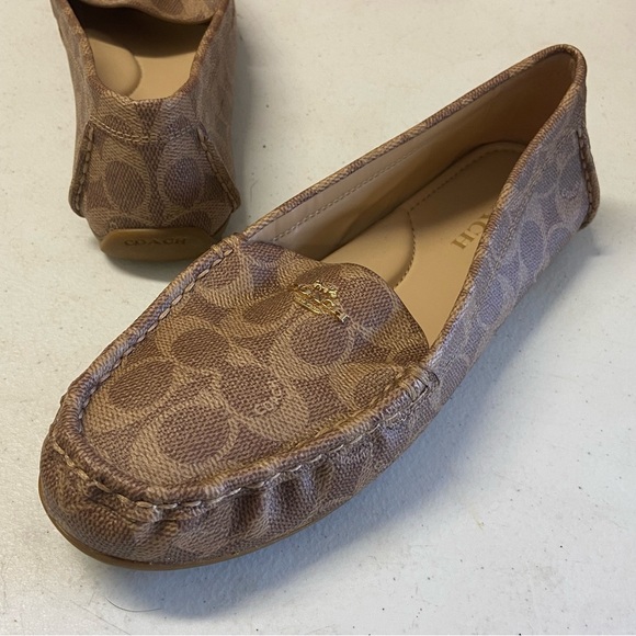 COACH Marley Driver Brown Gold Signature Logo/Leather/Tan 9 US Woman’s Loafer - Picture 11 of 12
